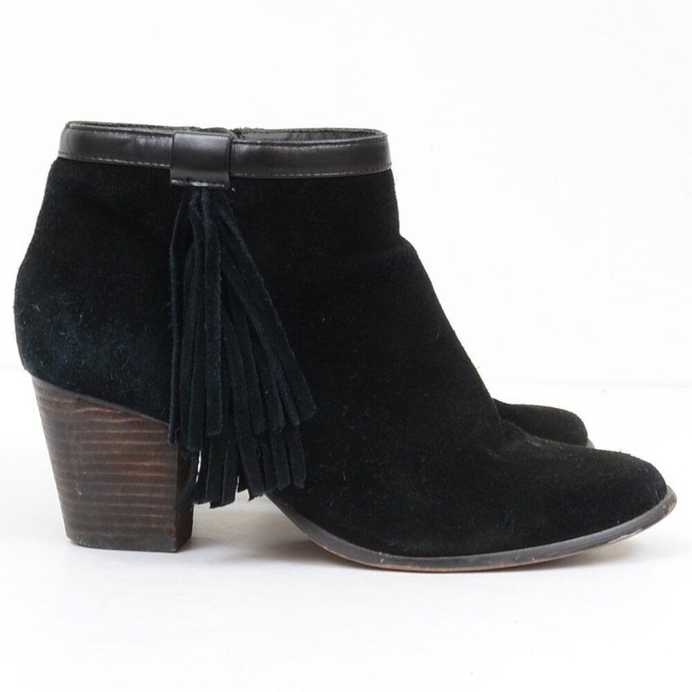 Simply Emma Taryn Women's 8 WIDE Black Ankle Festival Western Fringe‎ Bootie - Picture 4 of 7